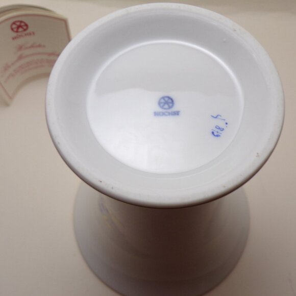 Hochst German vase white with gold trim 5 inches tall.  Numbered on bottom. - Picture 5 of 9